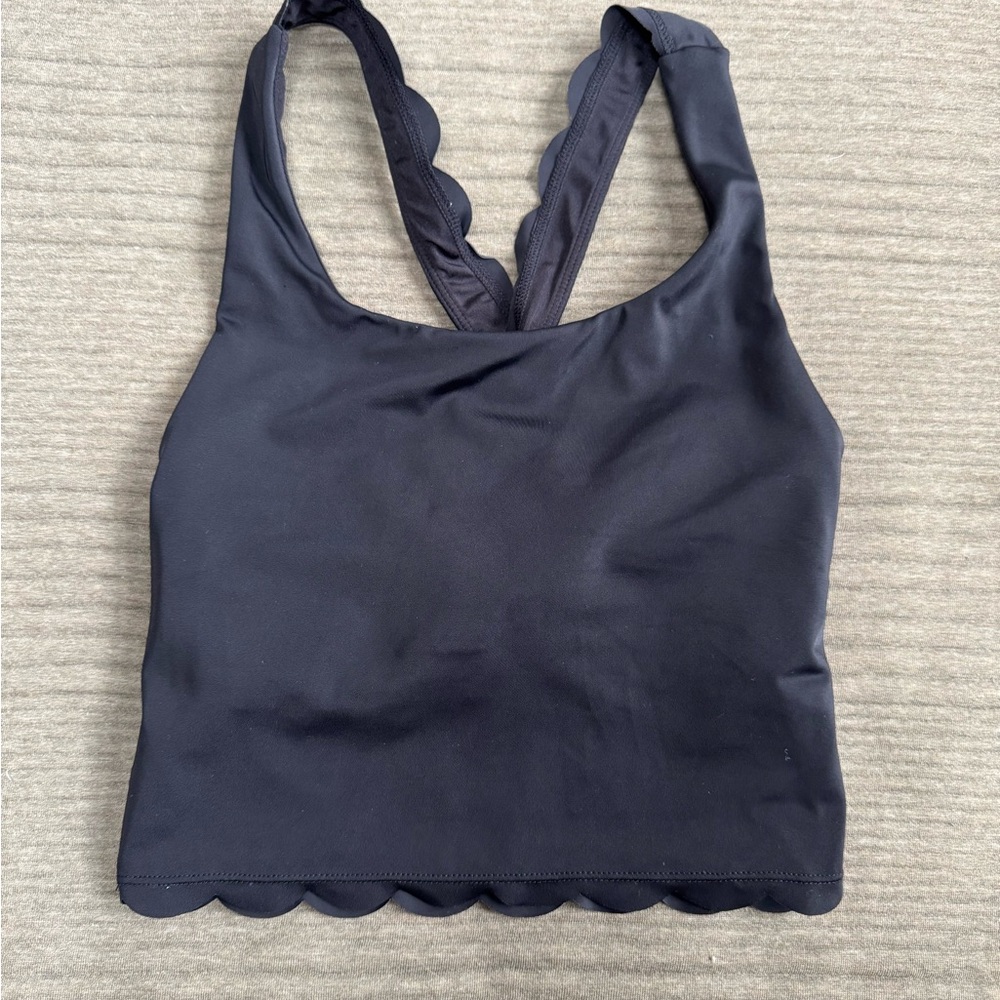 Kiava Black Scalloped Edge Swim Top